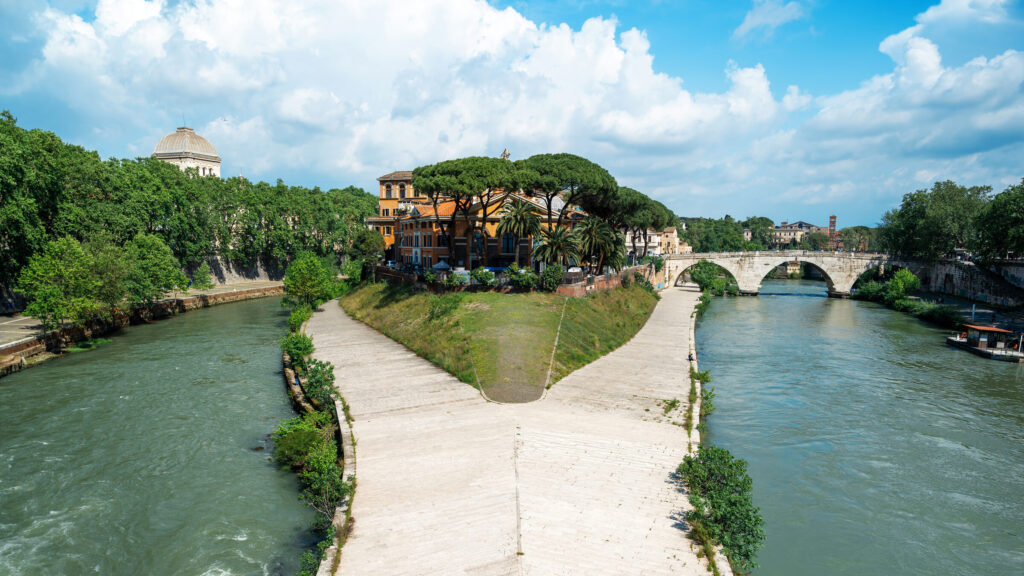 View tiber island rome italy — Itália
