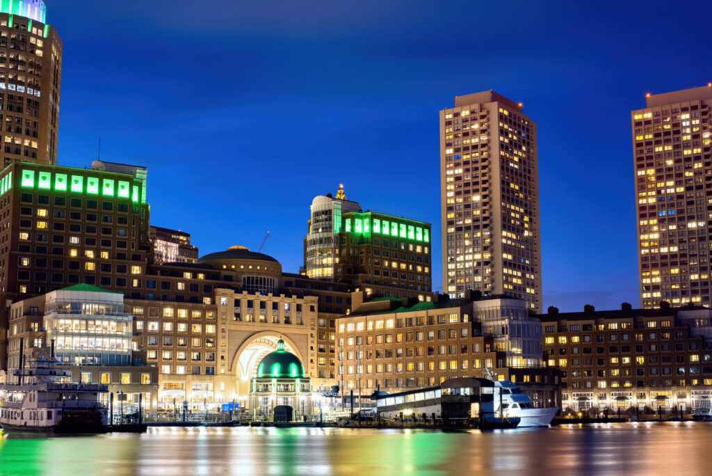 Cityscape boston downtown night — Estados Unidos